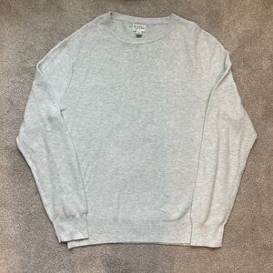 J Crew Cotton Crewneck Sweater Mens Medium Oatmeal Beige Garter Stitch Preppy